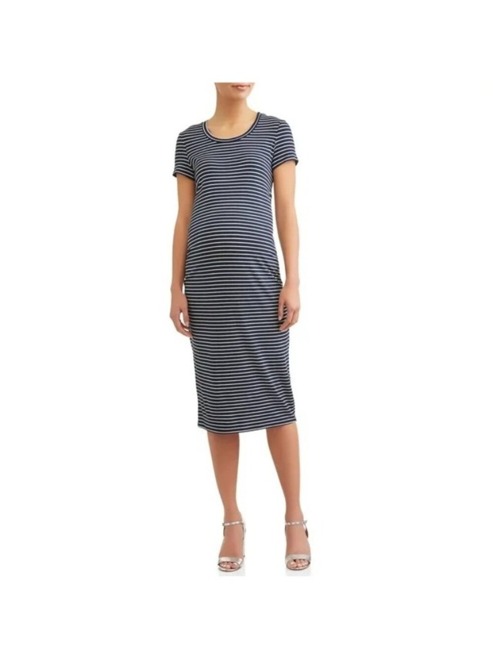 Time and Tru Semi Fitted Maternity Dress Size Medium Blue White New Striped